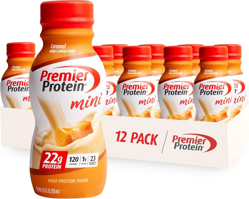 Premier Protein Shake MINIs , Caramel , 22 g valku , 120 kalorit , 1 g suhkrut , 8, 75fl oz , pakend 12