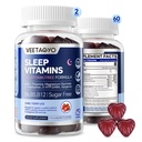 Melatoniin Free 5-HTP GABA täiendus Gummies täiskasvanutele ja lastele 12+ L-Theanine, magneesiumglütsinaat, L-trüptofaan, apigeniin - suhkruvaba, maasikamaitse, Vegan, 120 krahv
