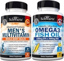 Täiustatud igapäevased meeste multivitamiinid C-vitamiiniga A B D3 E ja tsink (1 kuu pakkumine) pluss kolmekordne tugevus Omega 3 kalaõli softgels (1 kuu pakkumine)