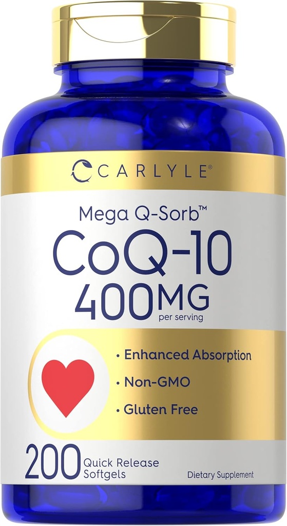 Carlyle Coq10 400mg Softgels | 200 Count | Mitte-GMO ja gluteenivaba toidulisand | Suur imendumine