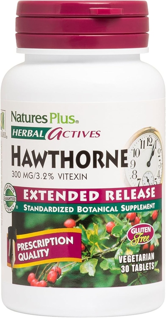 Natures Plus taimsed toimeained Hawthorne - 300mg, 3,2% Vitexin, 30 vegan tablett - 30 serveerimist