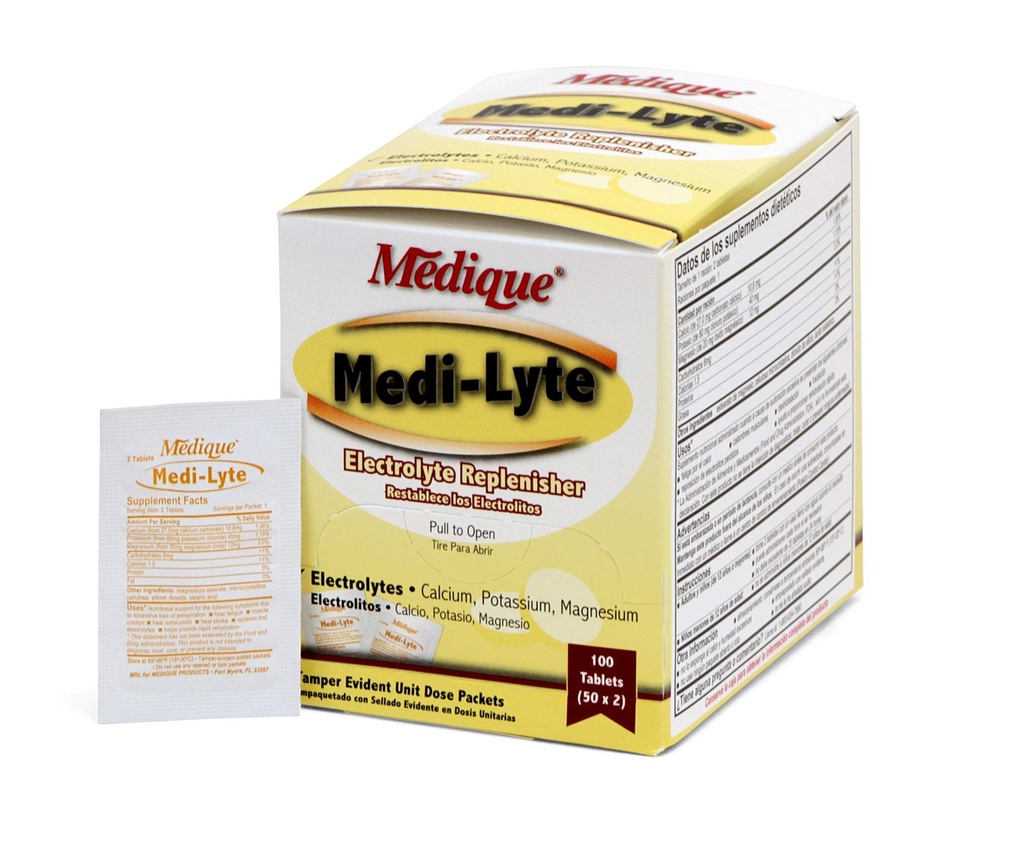 Medique 03033 Medi-Lyte elektrolüütide tabletid koos kaaliumkloriidiga krampide jaoks, 100- tabletid