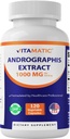 Vitamatic Andrographis Extract 1000 mg per Serving - 120 Veg Kapslid - 20X Ekstrakt, 100% Taimetoitlane, All-Natural, Gluteenivaba, Non-GMO