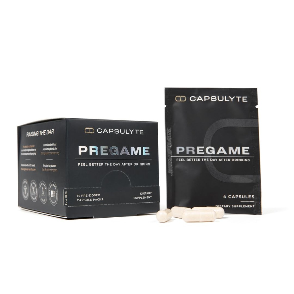 Pregame | Vältida enesetunnet pärast joomist | Alkoholiabi ja maksa tervis | Arst formuleeritud | DHM, N-atsetüültsüsteiini NAC, piimaohakas | Karp 14 pakendiga (56 kapslit)
