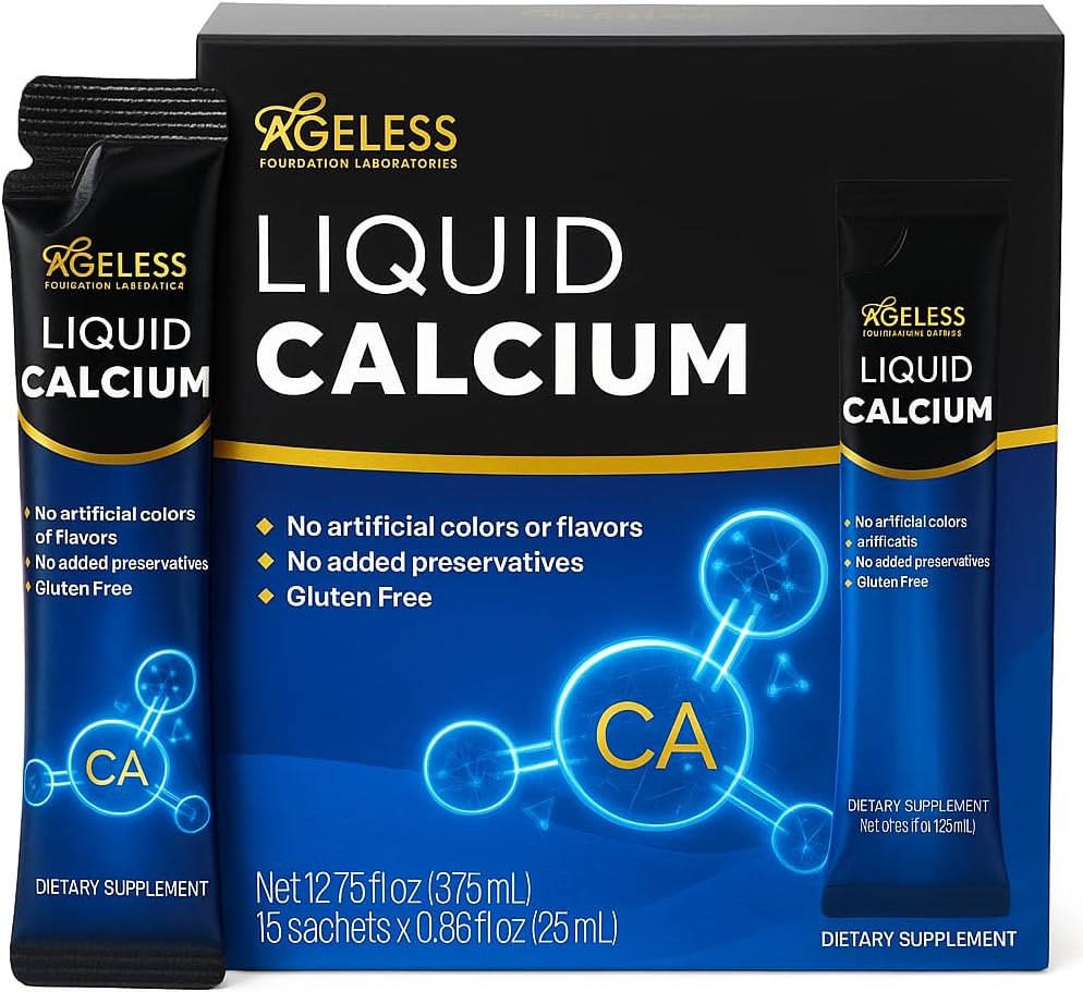 Vanusetu Vedel Kaltsiumi Täiendus Naistele Ja Meestele, Kellel On Merebass Ekstrakt Ja Vitamiin D8 - Suure Absorptsiooniga Luu Tugevus Toidulisandid, Looduslik Maitse, Gluteenivaba - 25 ml (15 Count)