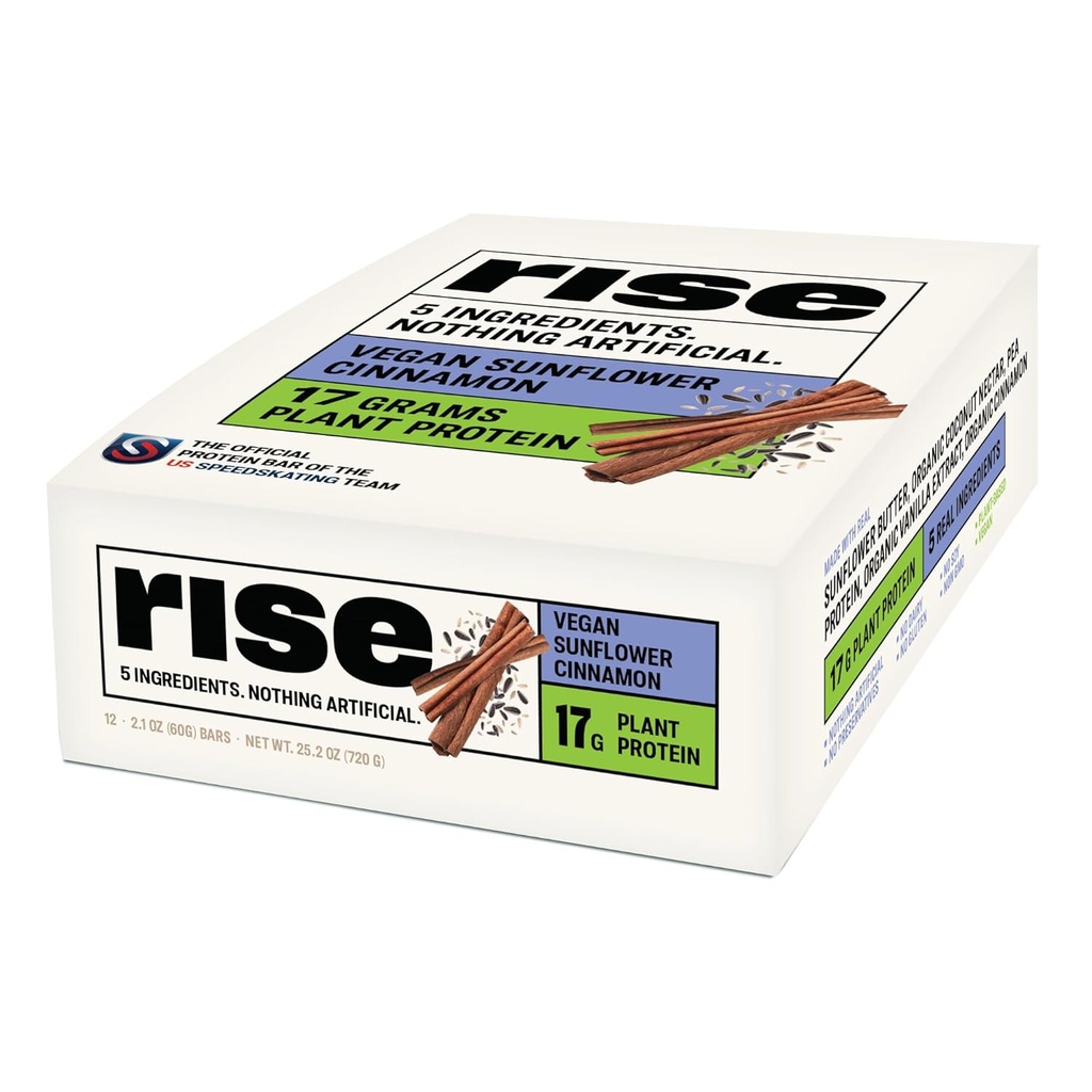 Rise Hernevalgubaar - Vegan Päevalillekaneel | Hommikusöögibaar & Valk Snack 17g Valk Lihtsalt 5 Täistoidu koostisosad Mitte-GMO Gluteenivaba Sojavaba