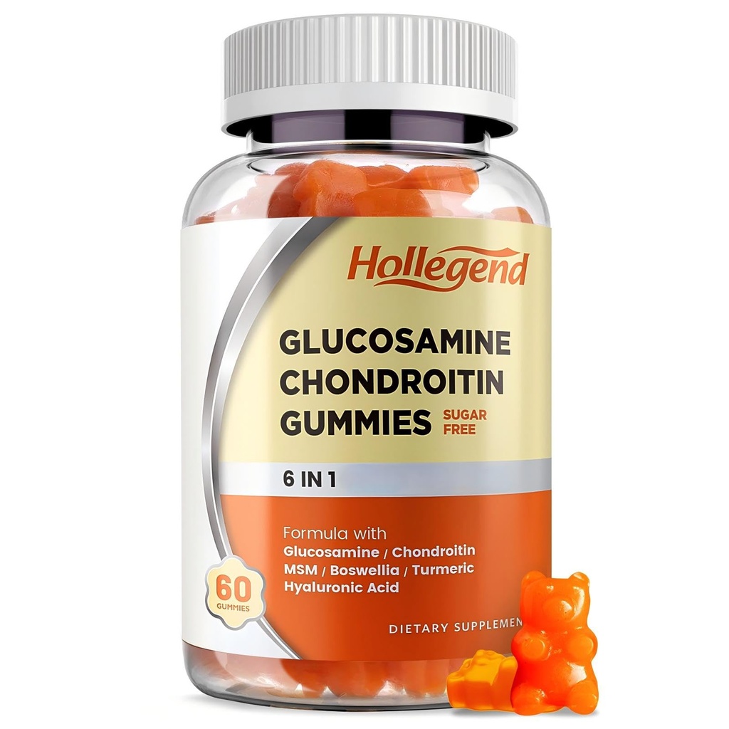 Glükoosamiin Chondroitin Gummies Sugar Free, Gummies Supplements täiskasvanutele meestele ja naistele, 60 Count