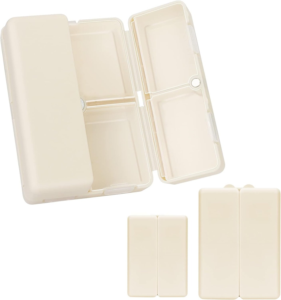 FYY 2 Pcs Daily Pill Organizer, 7 Compartments Portable Pill Case Travel Pill Organizer,[Folding Design] Pill Box for Purse Pocket to Hold Vitamins,Cod Liver Oil,Supplements and Medication-White
