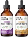 Wild & Organic Milk Thistle Tinktuur 4 fl oz & Lion's Mane Tinktuur 4 fl oz
