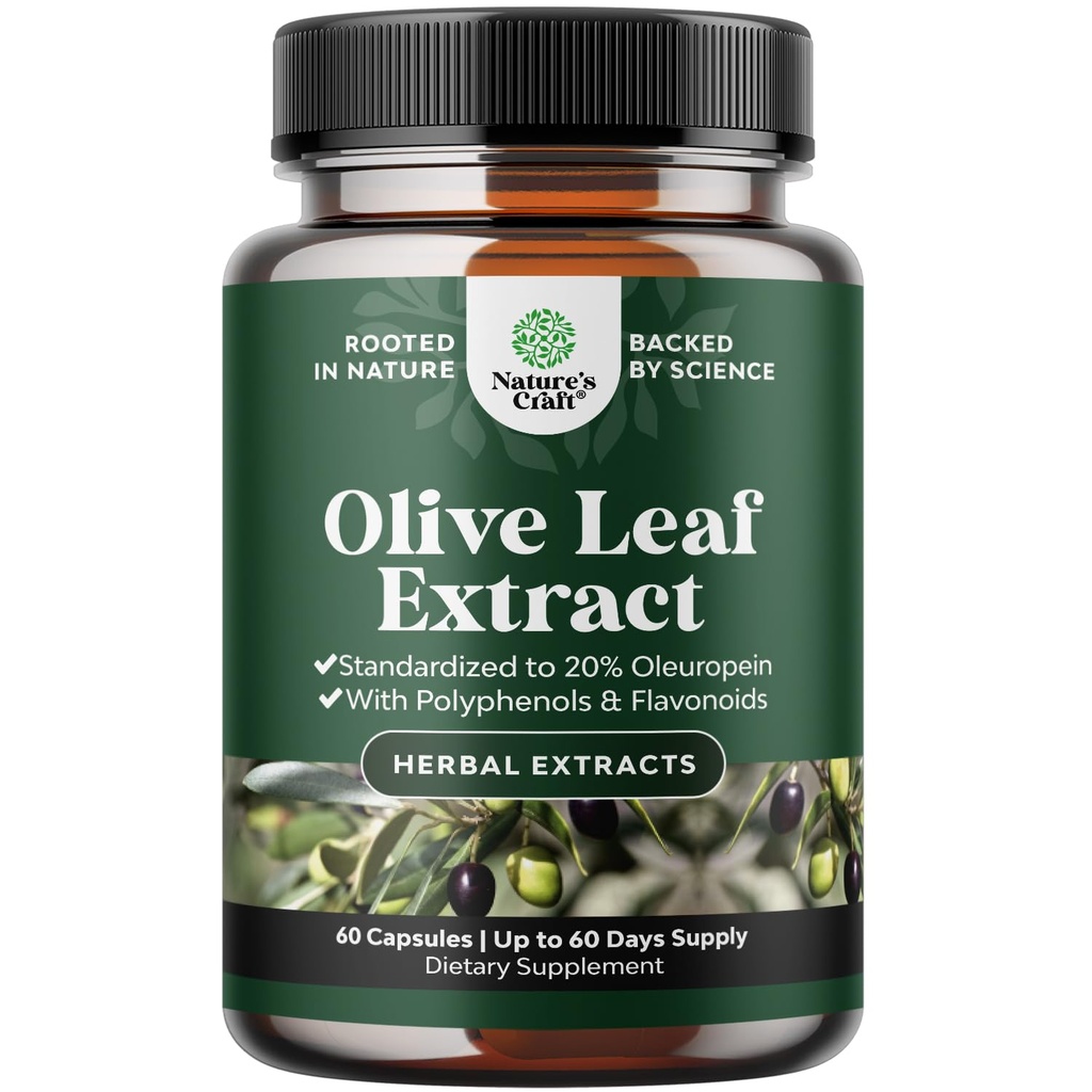 Potent Olive Leaf Extract Kapslid - Kõrge tugevusega antioksüdant täiendada puhas oliivilehe 20% Oleuropein - Taimne südame tervise täiendada - Vegan Non-GMO & Gluteenivaba (2 kuu pakkumine)