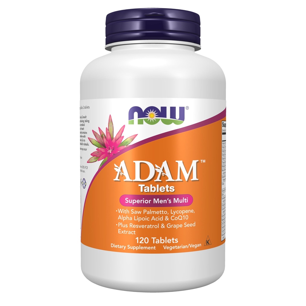 NOW Foods Supplements, ADAMTM meeste multivitamiinid Saw Palmetto, lükopeeni, alfa-lipohappe ja CoQ10, pluss looduslik resveratrool ja viinamarjaseemne ekstrakt, 120 tabletti