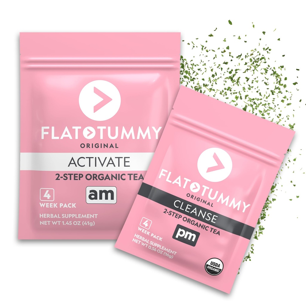 Flat Tummy tee - 2-astmeline, 4-nädalane programm - Detox tee energia suurendamiseks ja puhumise vähendamiseks * - kõik looduslikud detox puhastavad w / roheline tee, Lemon Balm, Dandelion, Fennel & More - seedimise toetus