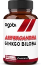 agobi 1600mg Ashwagandha koos Ginkgo Biloba täiendusega - super ekstrakt valem immuunsüsteemile, energiatootmisele, mälu tervisele ja fookusele - 240 Veggie kapslit