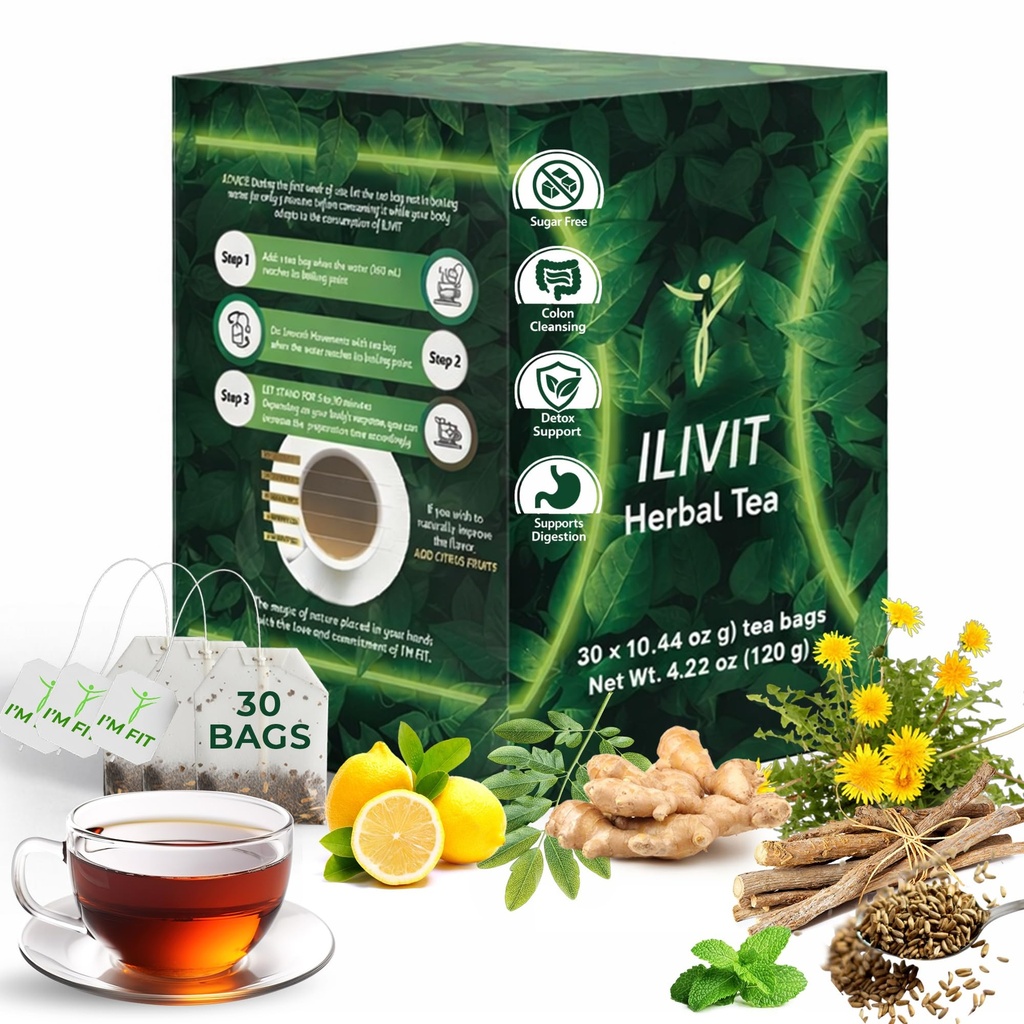 Ilivit Organic Colon Cleanser & Detox Tea | Colon Cleanse | Cleansing Tea for Bloating Relief | 30 kotti