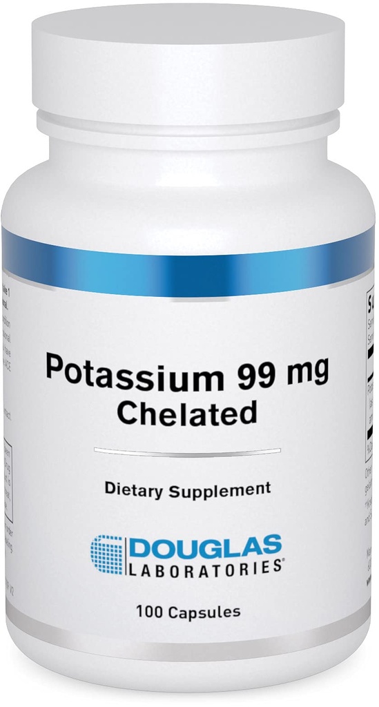 Douglas Laboratories Kaalium 99 mg Kelaaditud | Toetab närviimpulsse, skeletilihaste funktsiooni ja juba normaalset vererõhku * | 100 kapslit