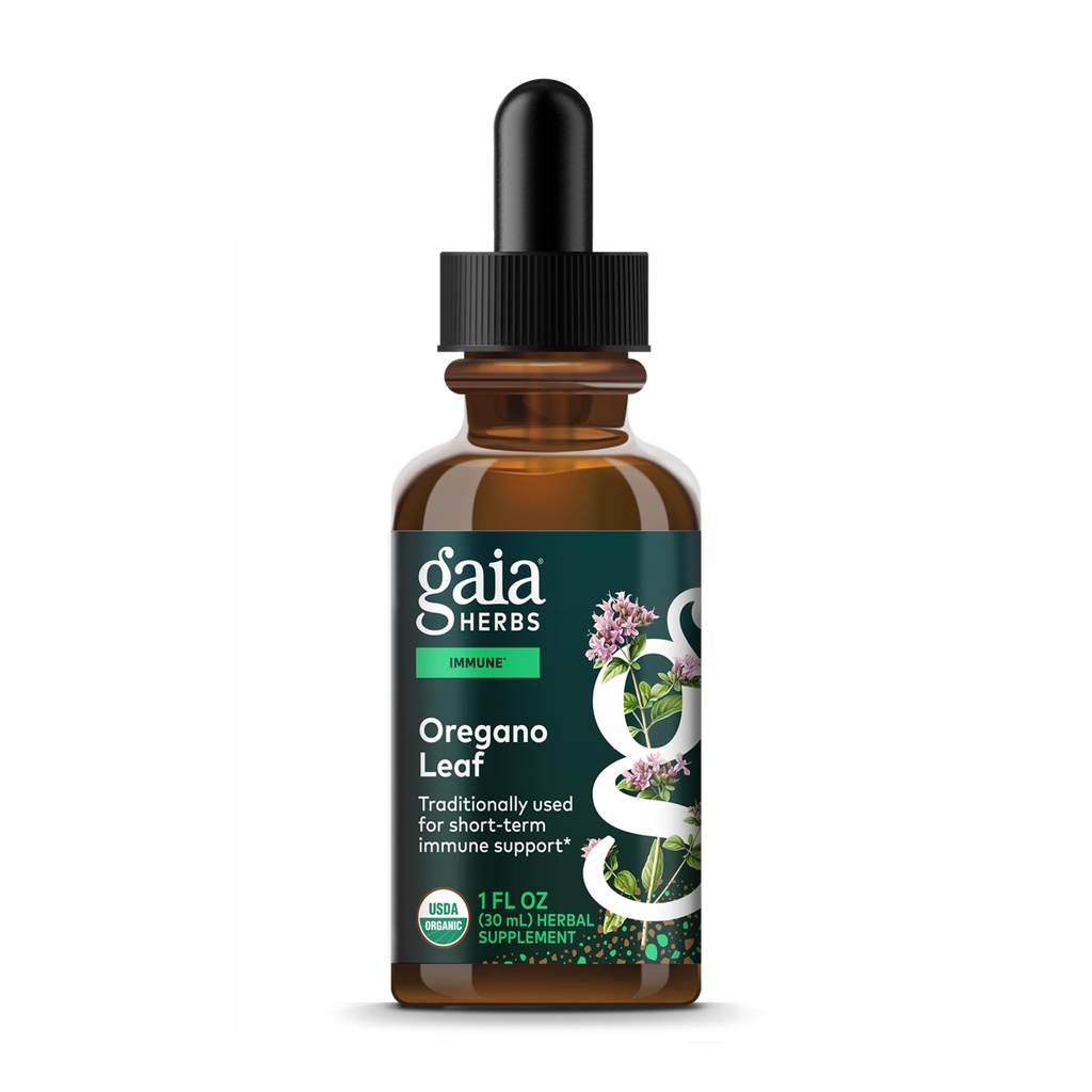 Gaia maitsetaimed Oregano Leaf - Immune Support Taimne täiendus - Oregano Leaf Extract - Certified Organic - 1 Fl Oz (23 Servings)