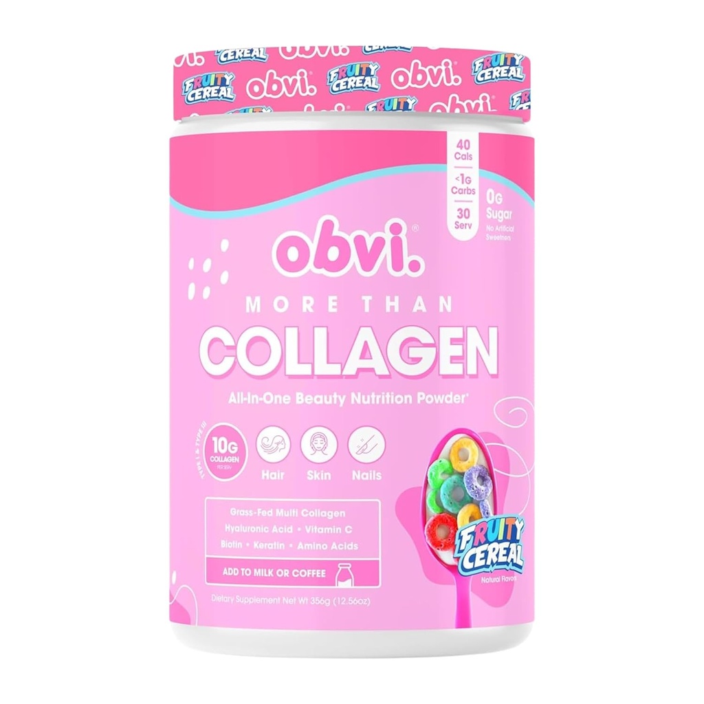 Obvi Rohkem kui kollageenipulber | toetab tervislikke juukseid, nahka, küüneid, liigeseid, soolestik | Grass-Fed Multi kollageeni lisand hüaluroonhappega, biotiin, Keratin | Puuviljaline teravili, 30 serveerimist