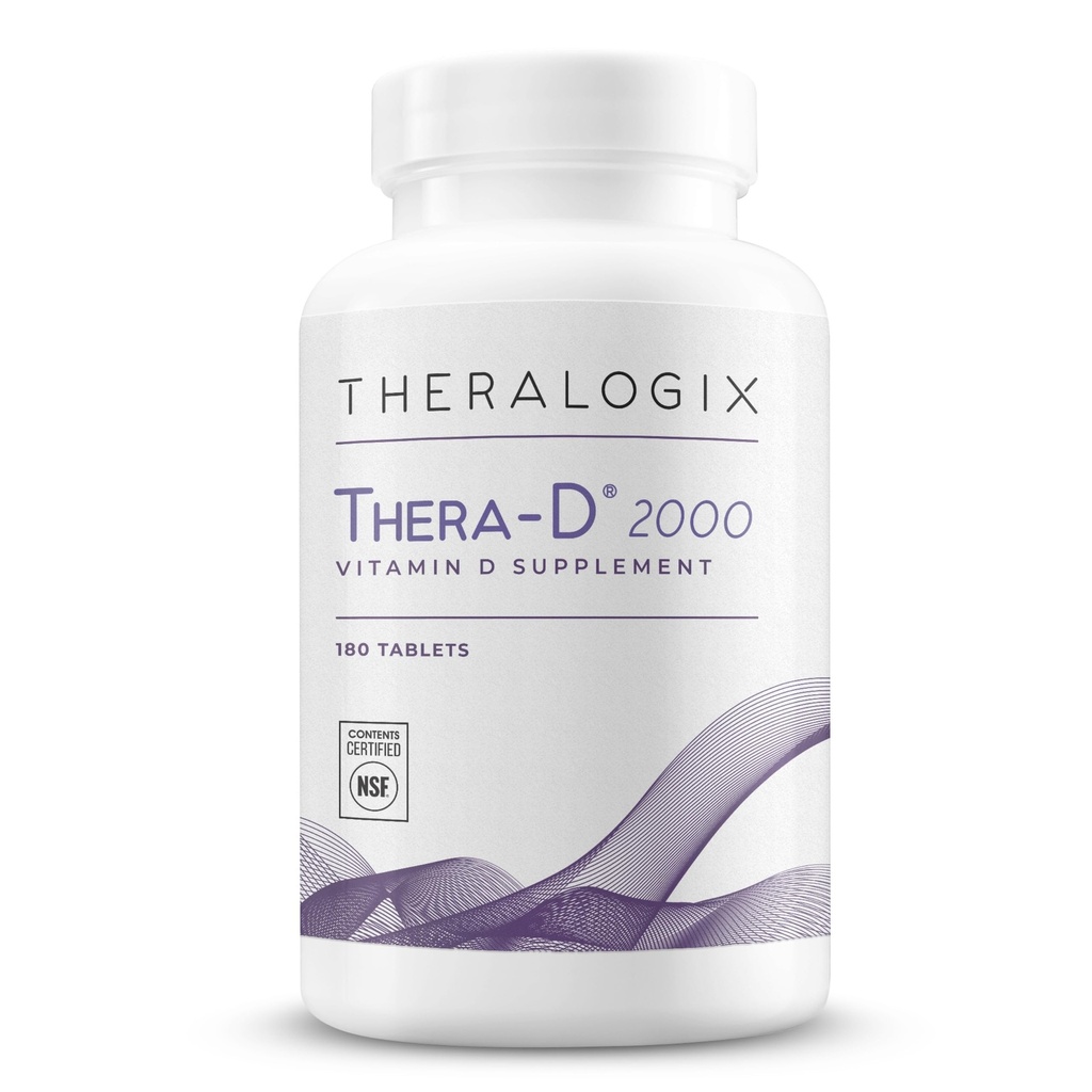 Theralogix Thera-D 2000 D-vitamiini lisand - 2000 IU (50 mikrogrammi) D3-vitamiini tabletid - 180-päevane pakkumine - immuunsuse lisand naistele ja meestele - AIDS luu ja südame tervis - NSF sertifitseeritud - 180 tabletti