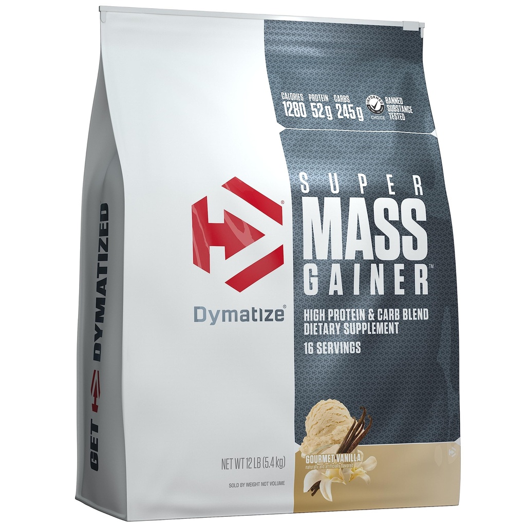 Dümatiseerida Super Mass Gainer Valgupulber, Gourmet Vanilla, 52 g valku, 1 g kreatiini, 1280 kalorit, 10,7 g BCAA-d, 245 g süsivesikuid, sisaldab vadakuvalku, isolaati ja kaseiini (16 serveerimist)
