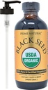 PRIME NATURAL Organic Black Seed Oil 8oz | Külm pressitud rafineerimata kõrge tümokinoon 1,7% USDA sertifitseeritud | Türgi päritolu Potent Pure Nigella Sativa Vegan Omega 3 6 9, Antioksüdant