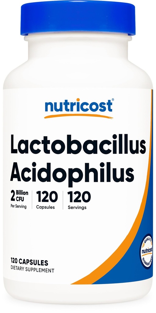 Nutricost Lactobacillus Acidophilus 2 miljardit CFUd serveerimise kohta (120 kapslit)