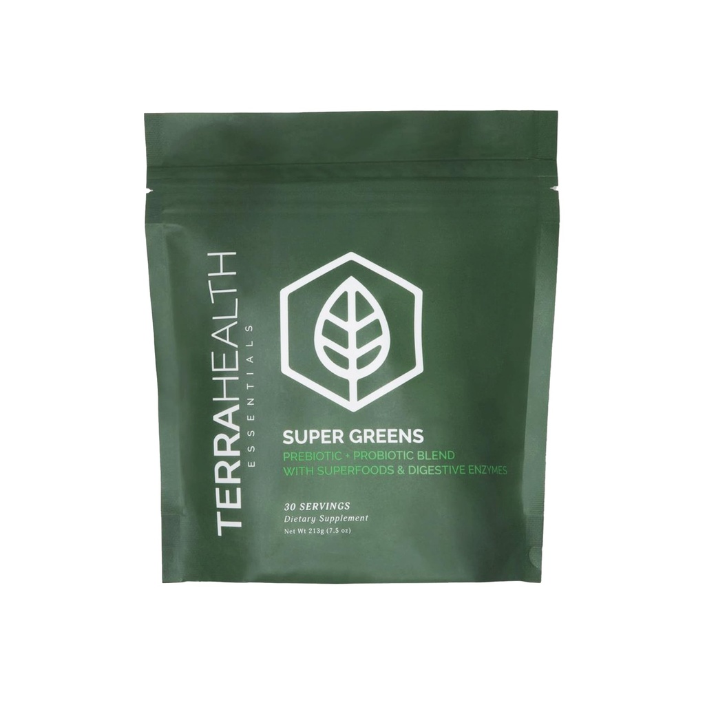 Terra Health Essentials® Super Greens | Organic Superfood Greens Pulber | Gluteenivaba soolestiku sõbralik probiootikumid | 30 Servings