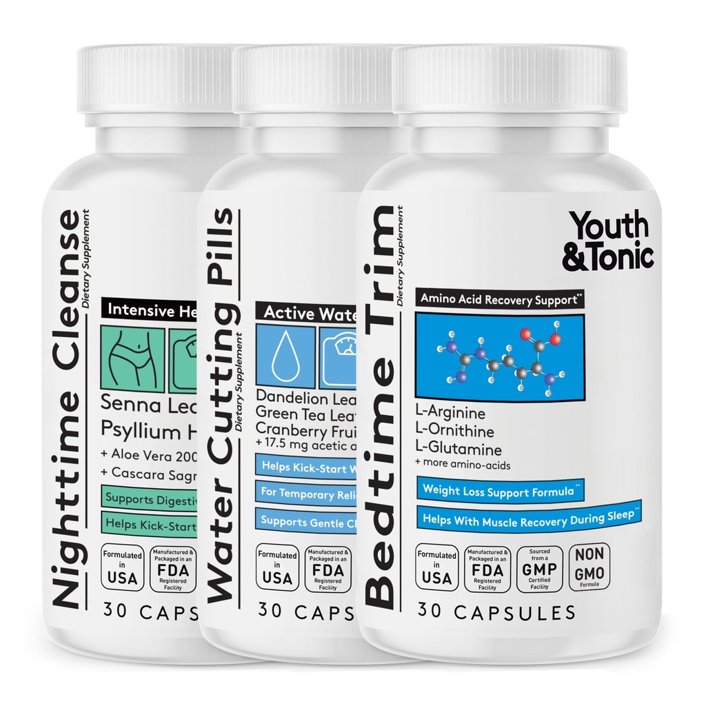 Noorte ja tooniline skulptuur Lean Cleanse - tunne kergem ja rohkem tooni, vee kaal ja puhitus leevendus, Detox & Fluid Loss Support - Bedtime Trim, 15 Day Colon Cleanser, 90 pillid Metabolism & Defined Body
