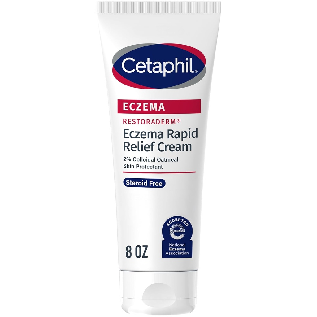 CETAPHIL ECZEMA RESTORADERM FLARE Up RELIEF CREAM, Ekseemile Prone Nahk, 8 oz, Barrier Repair, 48 Hour Hüdratsioon, 2% Naha kaitsev kolloidne kaerahelbed, Steroidivaba