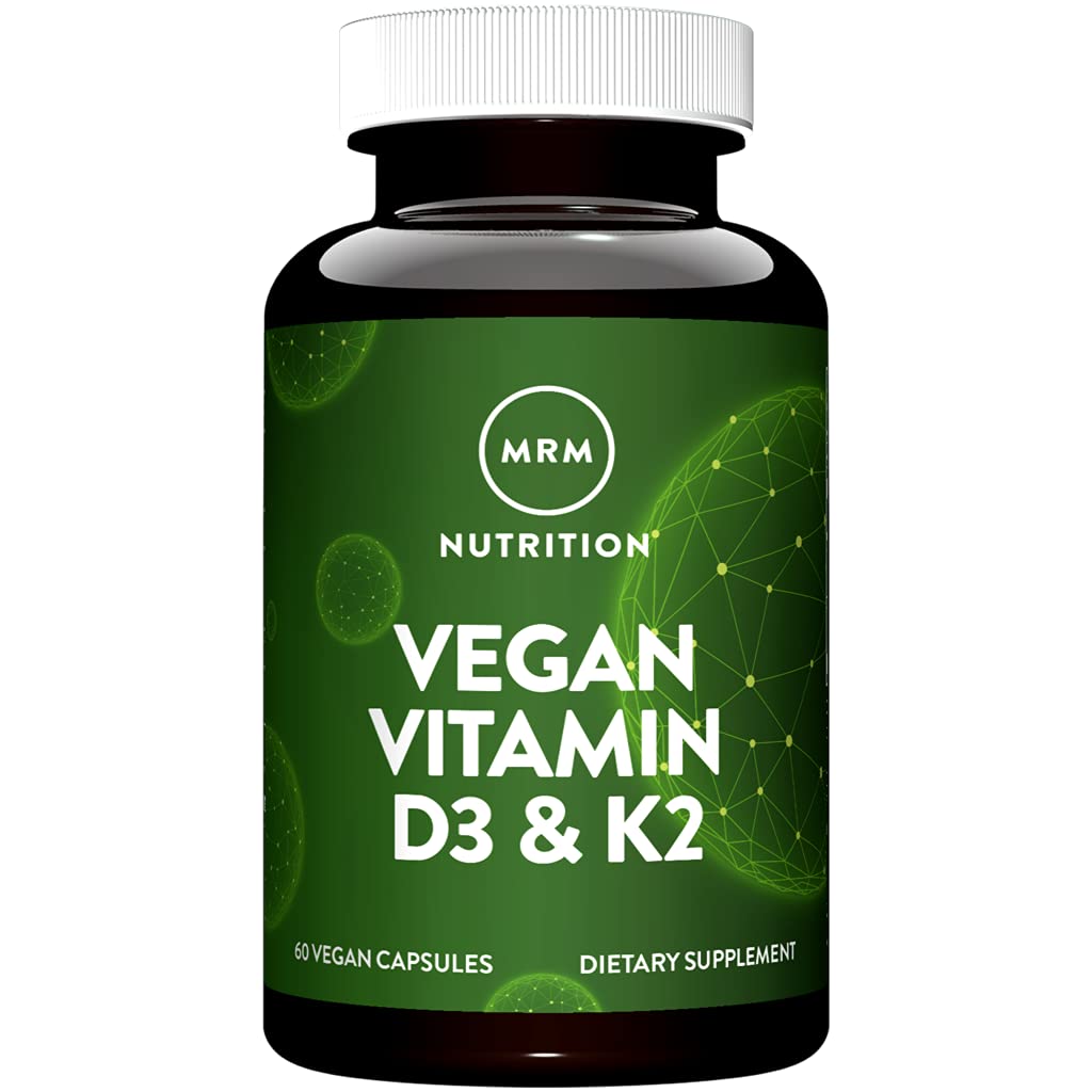 MRM Toitumine Vegan Vitamiin D3 & K2 | Luu + Immuunsus Tervis | Valmistatud samblikest | Toetab kaltsiumi imendumist | Vegan + taimetoitlane Sõbralik | 60 Servingut