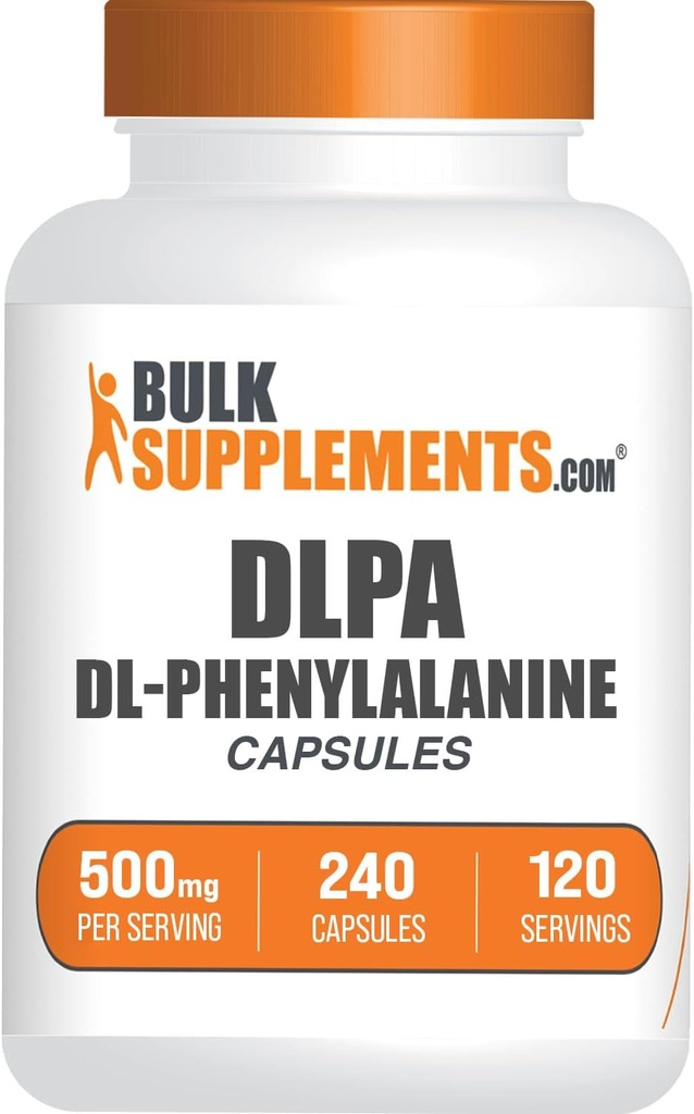BulkSupplements.com DL-fenüülalaniini kapslid - DLPA kapslid, DL-fenüülalaniin 500mg - DLPA toidulisandid, Gluteenivaba - 2 kapslit serveerimise kohta, 240 kapslit (pakk 1)
