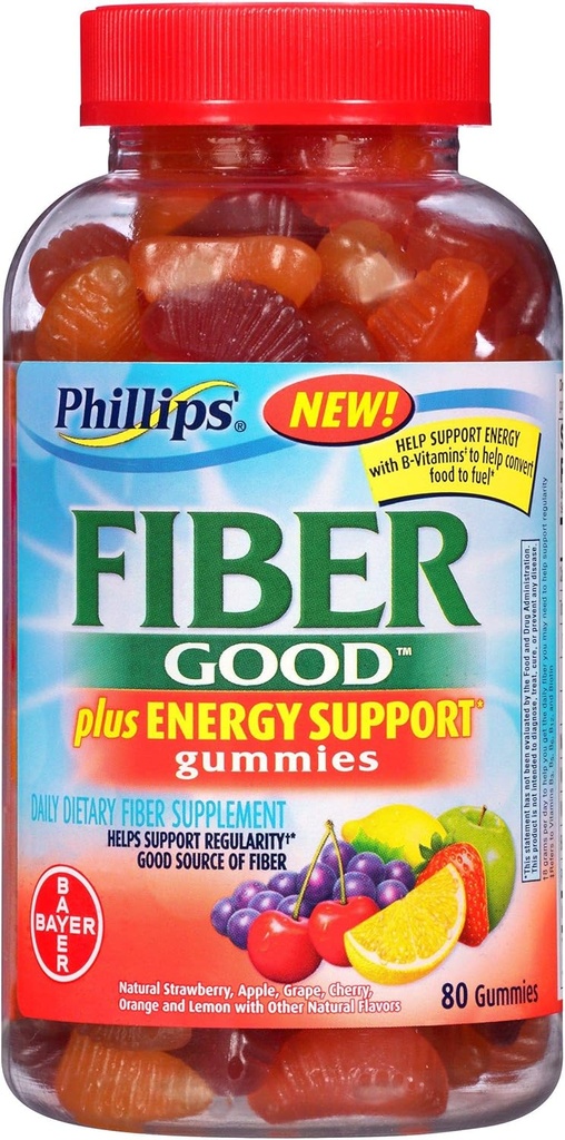 Phillips' Fiber Good Gummies Plus Energy Support Fiber Supplement (80-Count Pudel)