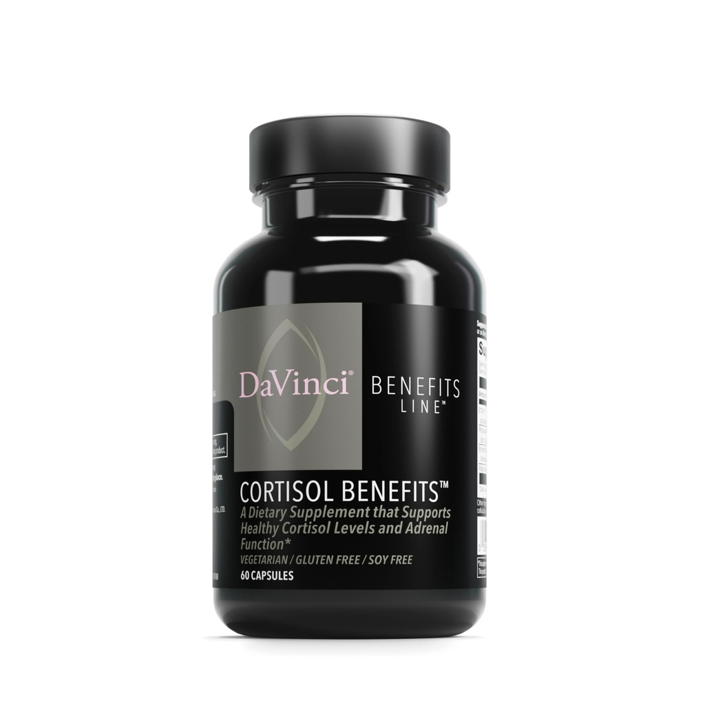 DaVinci Labs kortisooli eelised - toidulisand tervisliku kortisooli taseme ja neerupealiste tervise toetamiseks - ashwagandha ekstrakti, Rhodiola Rosea juure ja muu - gluteenivaba - 60 taimekapslit