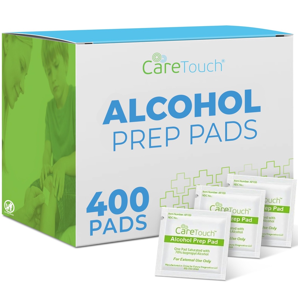 Care Touch Alkohol pühkida individuaalselt pakitud - Prep Pads 70% isopropüülalkohol, suurepärane kodu, meditsiinilised ja esmaabi komplektid steriliseeritud, antiseptiline 2-Ply tampoonid 400 loend