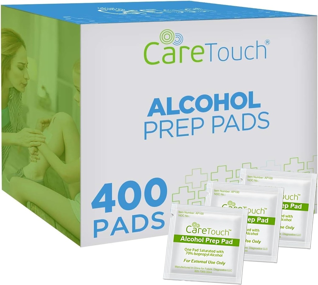 Care Touch Alkohol pühkida individuaalselt pakitud - Prep Pads 70% isopropüülalkohol, suurepärane kodu, meditsiinilised ja esmaabi komplektid steriliseeritud, antiseptiline 2-Ply tampoonid 400 loend