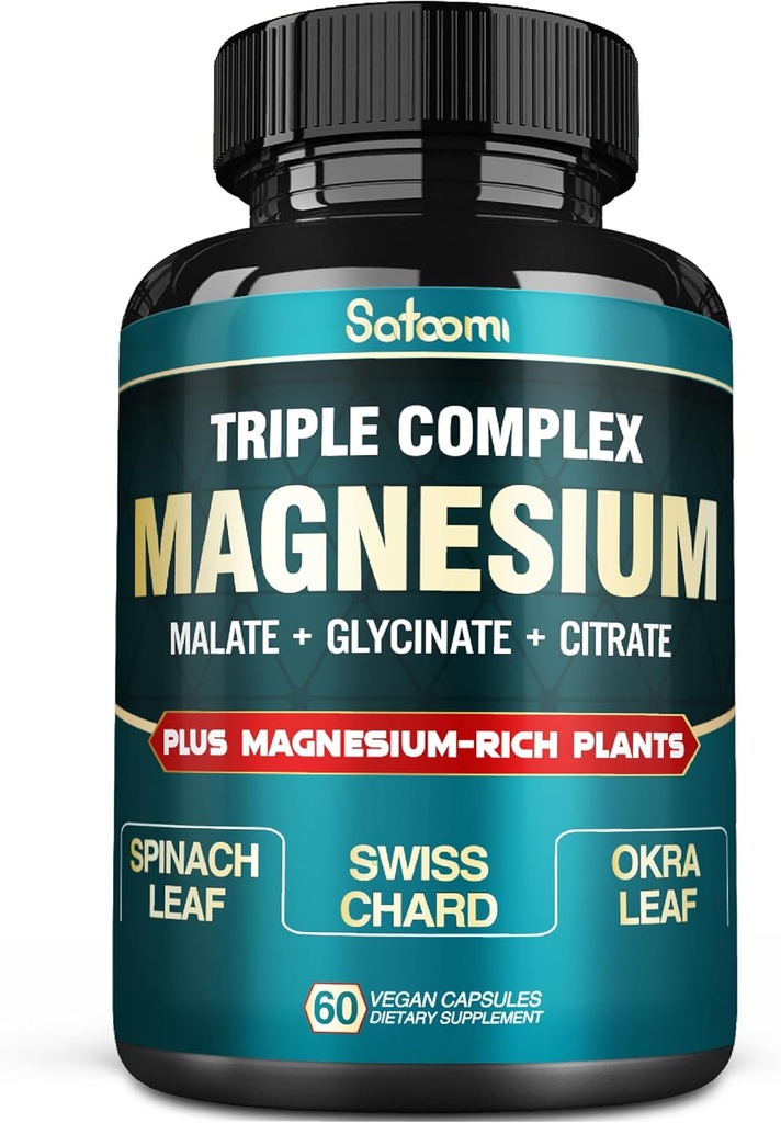 Puhas magneesiumglütsinaat 500 mg kapslid - kõrge imendumine koos kolmekordse magneesiumilisandi kompleksiga glütsinaat, malaat, tsitraat - tugisüda, liiges ja aju - 60 vegan pillid