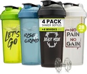 GOMOYO [4 Pack] 28oz Shaker pudel motiveerivate tsitaatidega | Shaker Cup 4x traadisegajaga | Shaker for Protein Mixes Pack on BPA vaba, lekkimiskindel ja nõudepesumasin ohutu