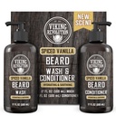 Viking Revolution Beard Wash and Bear Conditioner for Men with Argan Oil and Jojoba Oil - Beard Softener and Stronger Bear Care Beard Shampoo and Conditioner with Bear Oil (17oz Spiced Vanilla)