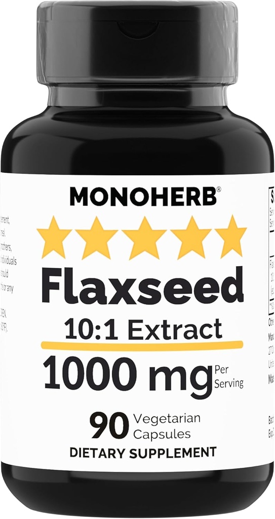MONOHERB Flaxseed Extract 1000 mg - 90 Vegetarian Capsules
