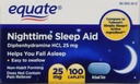 Equate Night Time Sleep Aid 25 mg, 00 Mini-Caplets, 100 Count