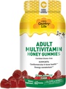 Täiskasvanud multivitamiini mesikummid - luu, südame ja energia toetus - mitte-GMO, sertifitseeritud gluteenivaba, taimetoitlane - looduslikult magustatud - 60 kummi