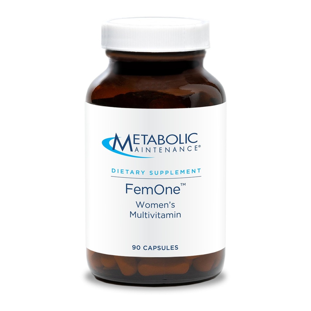 Metaboolne hooldus FemOne - naiste multivitamiin biosaadava rauaga, aktiivne folaat, B12, antioksüdandid, D-vitamiin + biotiin, Reproduktiivse + immuunsüsteemi tervise toetamine (90 kapslit)