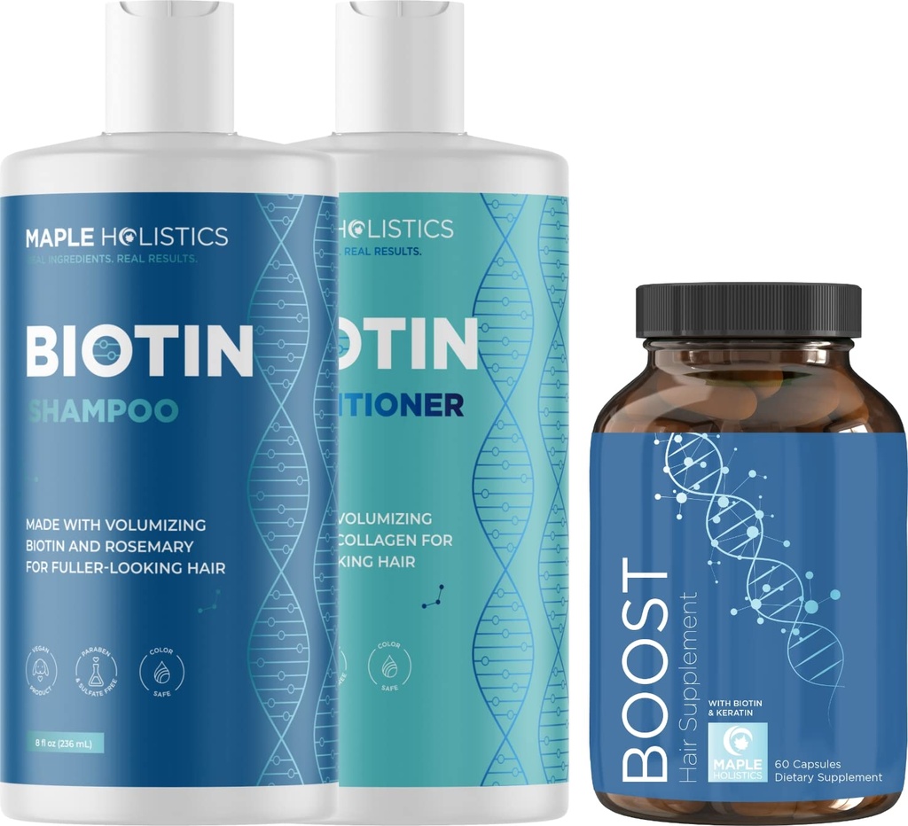 Biotiin šampoon ja konditsioneer ja juuste täiendamine - Biotiin juuste kasvu täiendamiseks Plus Rosemary ja Volumizing šampoon ja konditsioneer komplekt - Rosemary Biotin ja kollageeni juuste paksendamine tooted