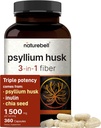 NatureBell Psyllium Husk Fiber Supplement, 1500mg Per Serving, 360 Kapslid | Inuliin & Chia Seed | Orgaaniline lahustuv kiud Seedetrakti Ja Soolestiku Tervis | Taimepõhine, Mitte-GMO, Gluteenivaba