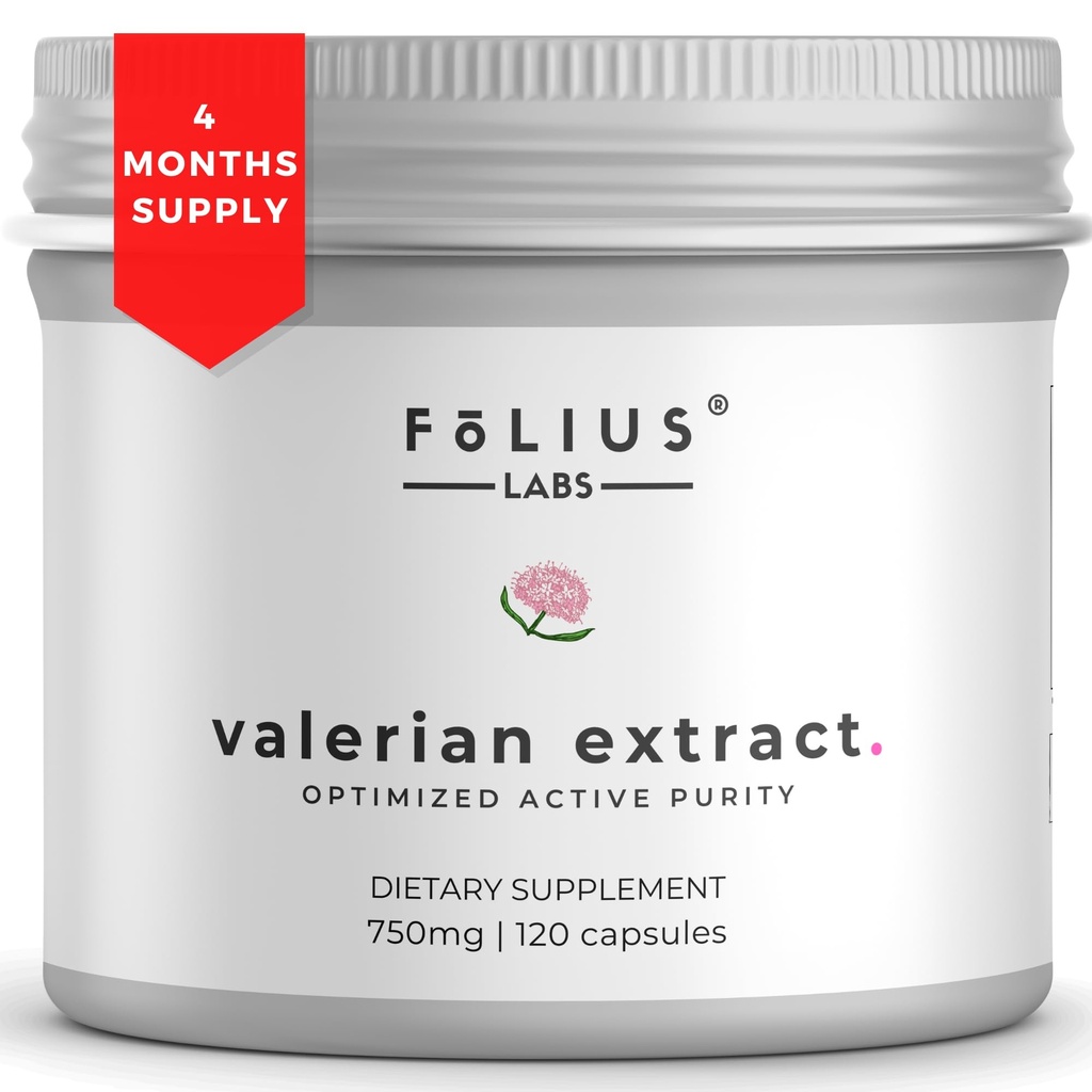 Valerian Juur 4: 1 Ekstraktsioon Kapslid 750mg – Optimeeritud aktiivne puhtus – 4X kontsentratsioon Valerian Juur Extract Supplement - Gluteenivaba, Non-GMO - soodustab lõõgastust - 120 kapslit