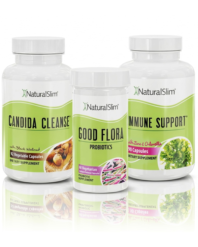 NaturalSlim Candida Cleanse Support Supplements Bundle - Candiseptic Kit Anti Overgrowth, Gut & Colon Cleansing 242 kapslit kokku - 28 päeva puhastusprogramm Formuleeritud Frank Suarez (2 Pack)