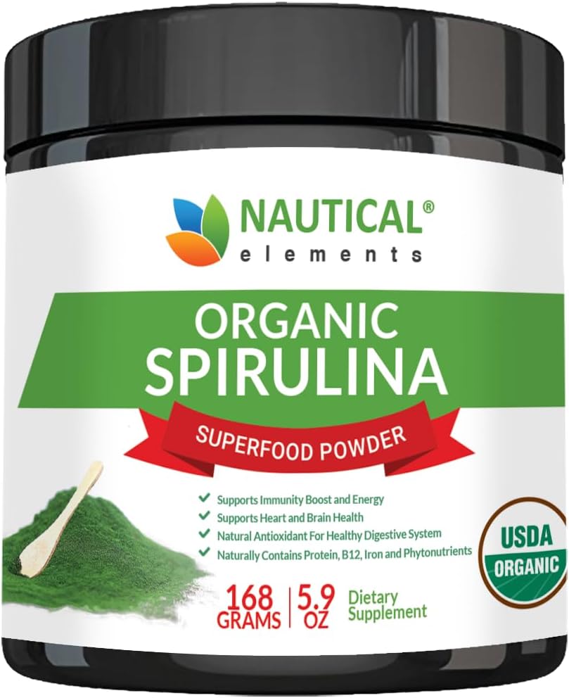 Premium USDA Orgaaniline Spirulina Pulber - Orgaaniline Spirulina Siniste Roheliste Vetikate California & Hawaii - 100% Taimetoit ja Vegan, Mitte-GMO, Mittekiiritatud - Parim Roheline Superfood Smoothies!