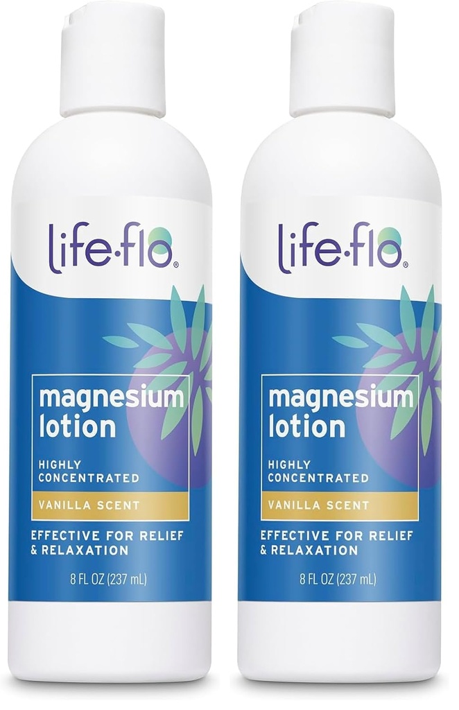 Life-flo Magnesium Lotion, Vanilje Lõhn - Zechsteini merepõhja magneesiumkloriidi leevendamine ja lõõgastamine - dermatoloog Testitud, hüpoallergeenne, 60-päevane garantii, ei testitud loomadel, 8oz