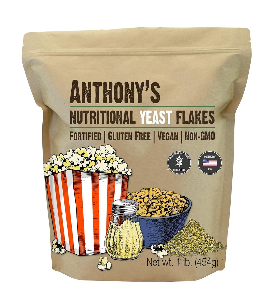 Anthony's Premium Nutritional Pärmihelbed, 1 lb, kangendatud, Gluteenivaba, Non GMO, Vegan