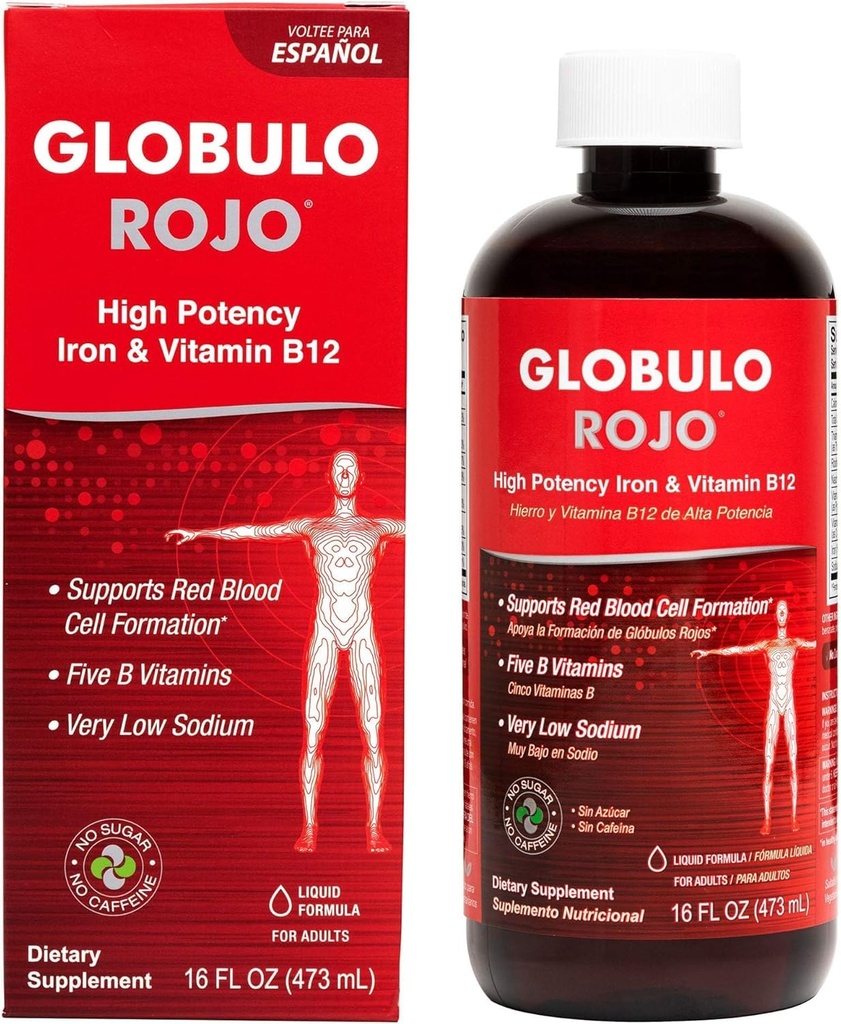 Globulo Rojo raualisand - vedel dieetlisand suure tugevusega raud ja B-vitamiinid (vegan) (1 pakend)