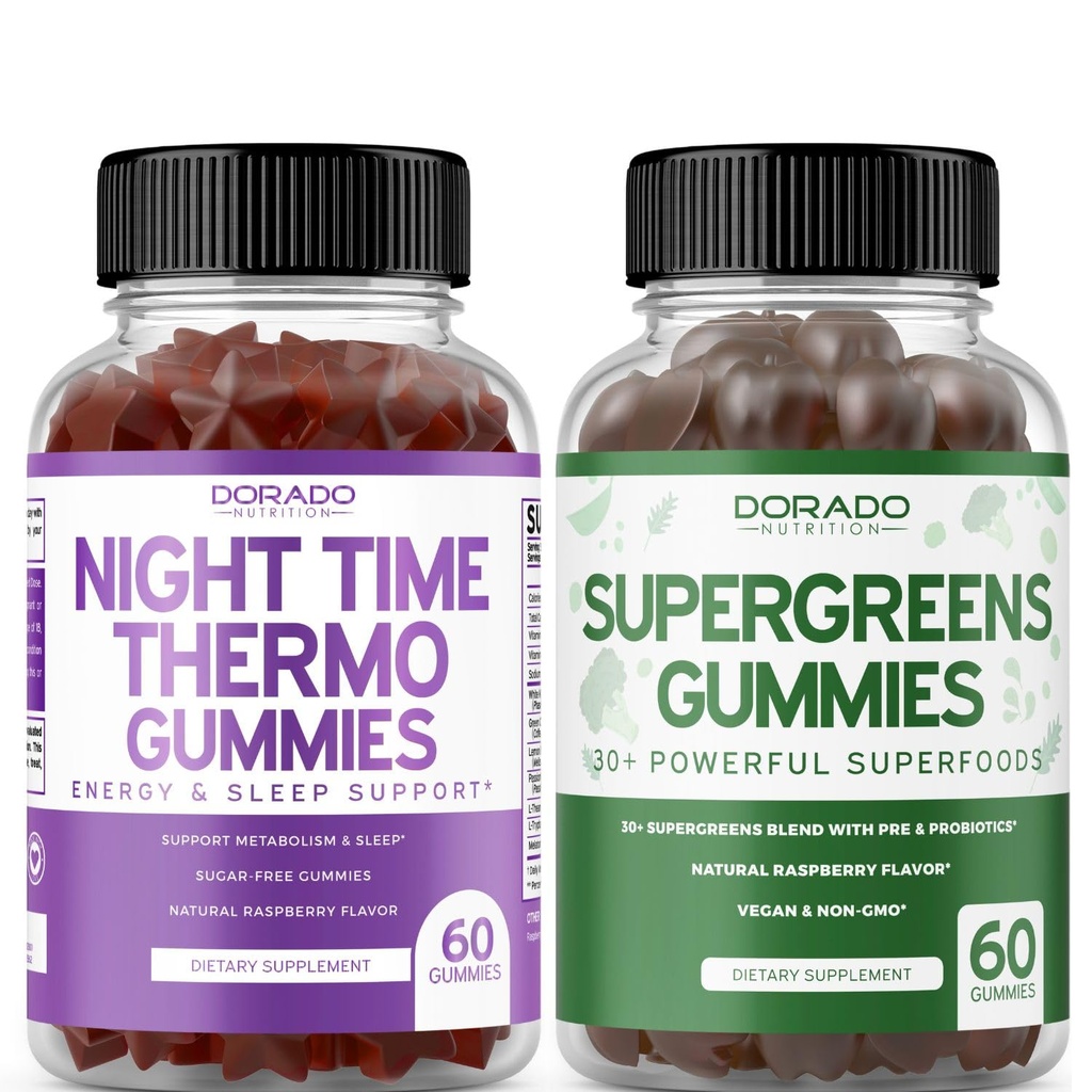 Öine Fat Burner Gummies (60 Count) - Kaalulangus & Metabolism Suhkruvaba Melatoniini Lisand ja Supergreens Gummies (60 Count) - Rohelised Toidulisandid Immunity Support - Non GMO & USA Made